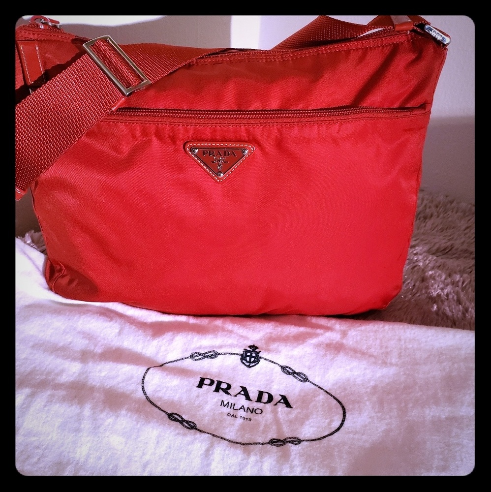 Prada Nylon Crossbody Bag in Red
